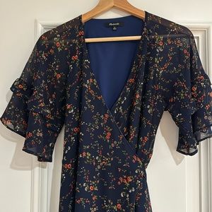 Madewell wrap floral dress - navy
